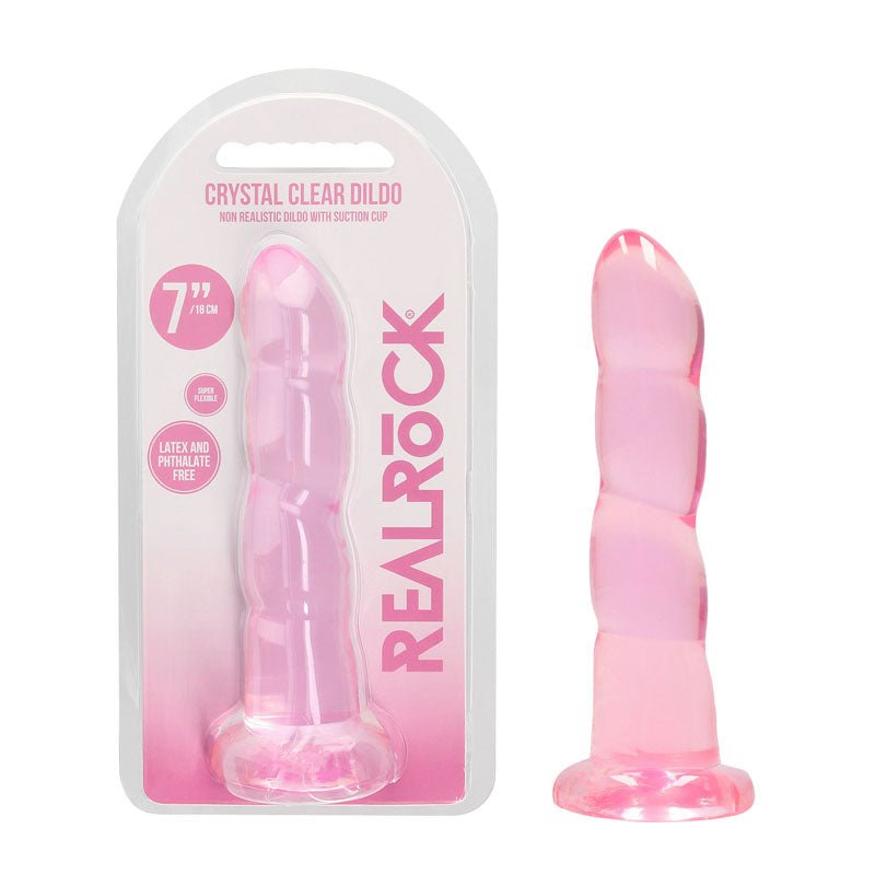 REALROCK Crsytal Clear Non Realistic Dildo With Suction - Pleasure Den