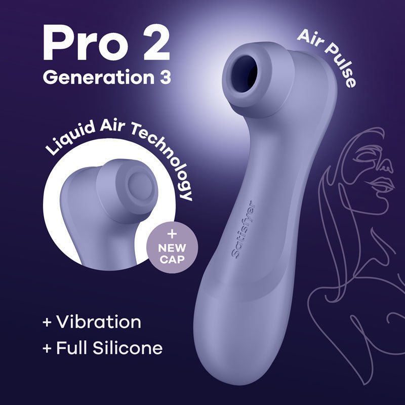 Satisfyer Pro 2 Generation 3 - Lilac - Lilac Touch-Free USB-C Rechargeable Clitoral Stimulator - Pleasure Den