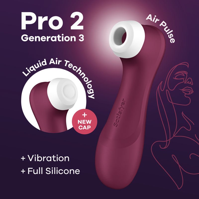 Satisfyer Pro 2 Generation 3 - Wine - Wine Touch-Free USB-C Rechargeable Clitoral Stimulator - Pleasure Den