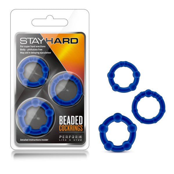 Stay Hard Beaded Cockrings - Cock Rings - Set of 3 Sizes - Pleasure Den