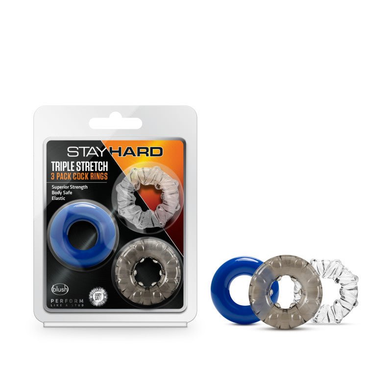 Stay Hard Triple Stretch - Cock Rings - Set of 3 - Pleasure Den
