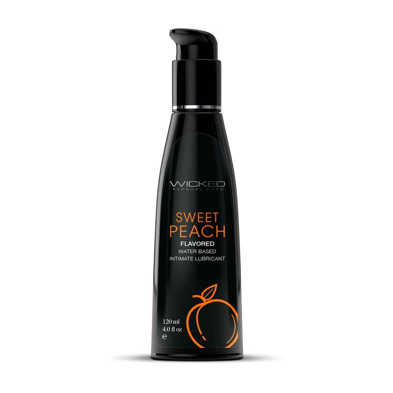 Wicked Aqua Sweet Peach - Sweet Peach Flavoured Water Based Lubricant - 120 ml (4 oz) Bottle - Pleasure Den