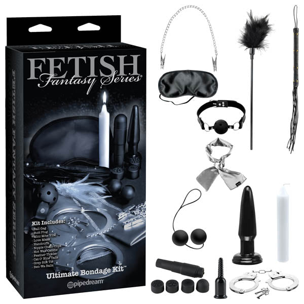 3-In-1 Bondage Kit + Lube + Flavoured Massage Candle - Couple Gift Pack - Pleasure Den