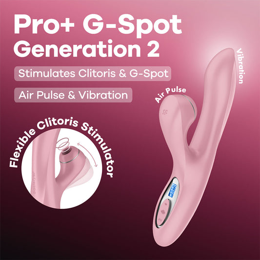 Satisfyer Pro+ G-Spot - Rose 22cm USB-C Rechargeable Rabbit Vibrator with Touch-Free Clitoral Stimulator - Pleasure Den