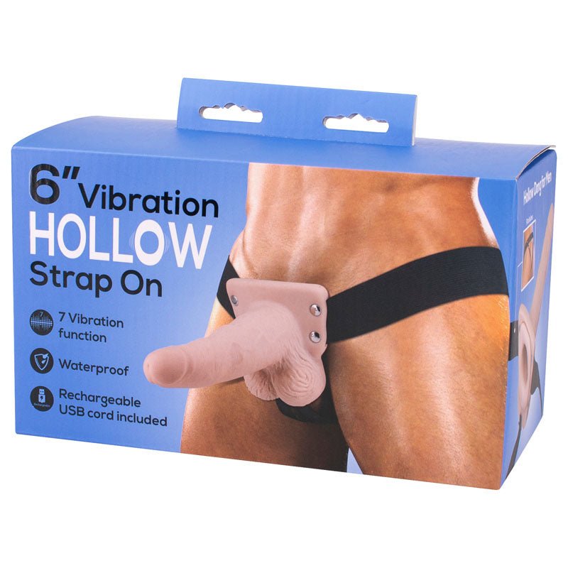 6'' Vibration Hollow Strap - On - USB Rechargeale Hollow Strap - On - Pleasure Den