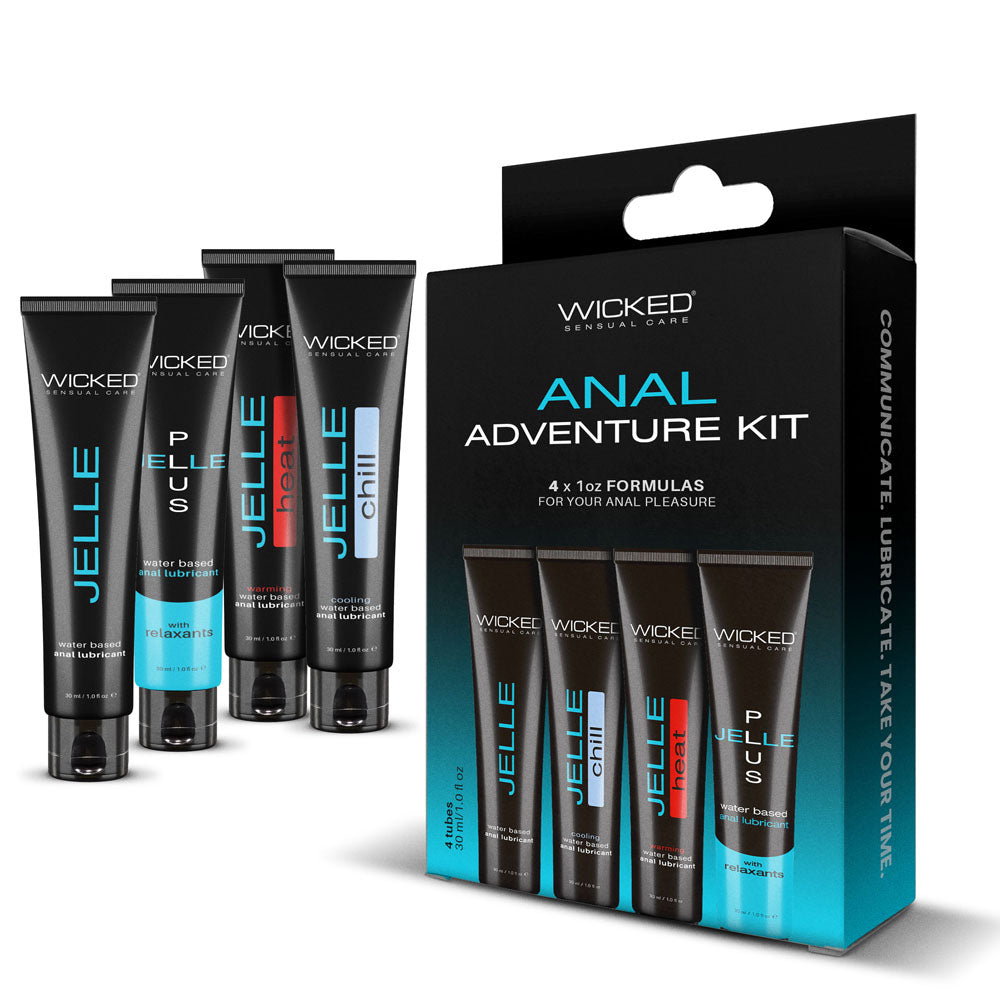 Wicked ANAL ADVENTURE KIT - Mixed Jelle Anal Lubricants 30 ml Bottles - 4 Pack