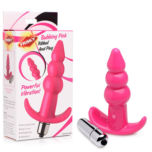 Frisky Ribbed Vibrating Butt Plug -  10.9 cm Vibrating Butt Plug
