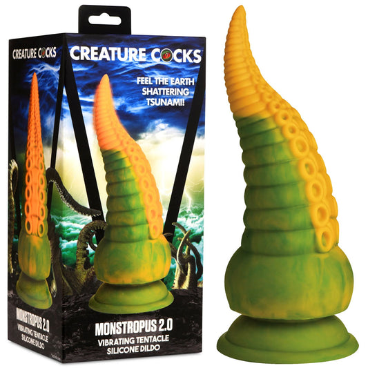 Creature Cocks Monstropus 2.0 Vibrating Tentacled Monster Silicone Dildo - /Yellow 18.5 cm USB Rechargeable Vibrating Fantasy Dildo