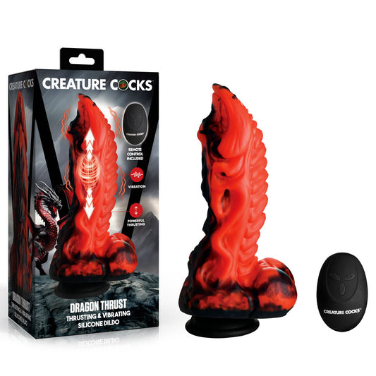 Creature Cocks Dragon Thrust -  24.1 cm USB Rechargeable Thrusting & Vibrating Fantasy Dildo with Remote