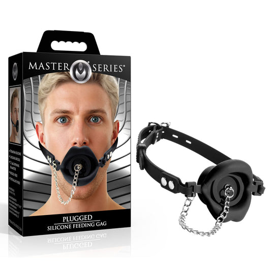 Master Series Plugged -  Lips Silicone Feeding Mouth Gag