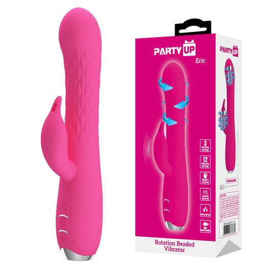 Party Up ERIC Rotating Beads Vibrator -  -  20.5 cm USB Rechargeable Rabbit Vibrator with Rotating Bead Shaft
