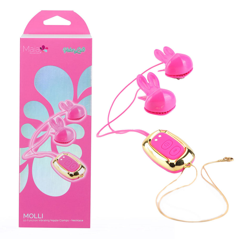 Maia MOLLI -  -  USB Rechargeable Vibrating Nipple Clamps & Necklace