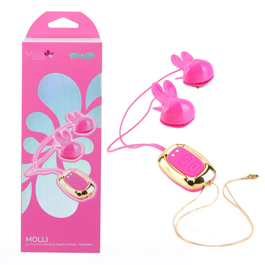 Maia MOLLI -  -  USB Rechargeable Vibrating Nipple Clamps & Necklace