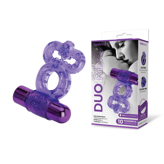 Bodywand Rechargeable Duo Ring -  USB Rechargable Vibrating Cock Ring