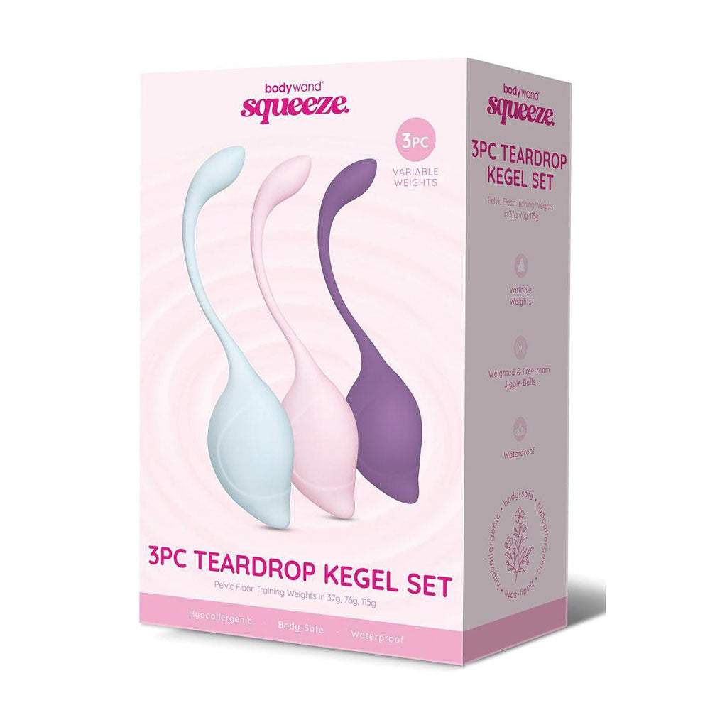 Bodywand Squeeze 3pc Teardrop Kegel Set - Weighted Kegel Set - 3 Piece Kit