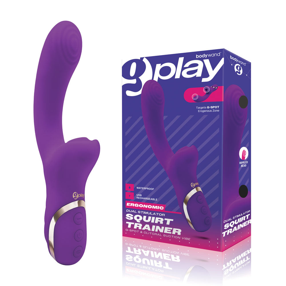 Bodywand G-Play Dual Stimulator Squirt Trainer -  22 cm USB Rechargeable Rabbit Vibrator with Air Pulsation