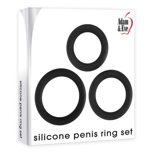 Adam & Eve Silicone Penis Ring Set -  Cock Rings - Set of 3 Sizes