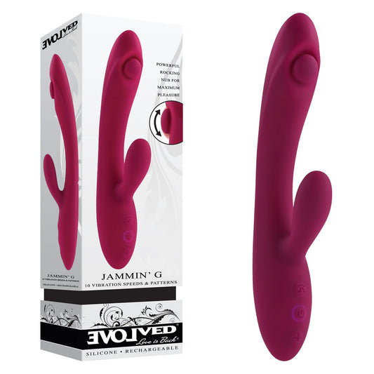 Evolved JAMMIN' G - Burgundy 20.1 cm USB Rechargeable Rabbit Vibrator