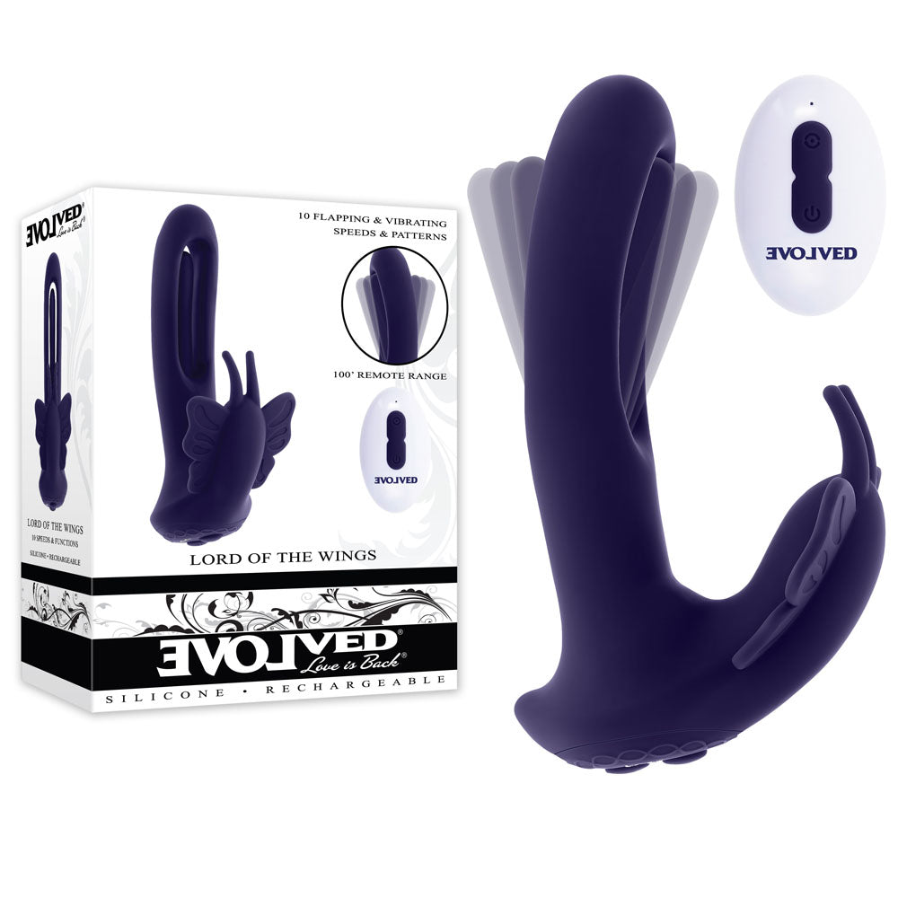 Evolved LORD OF THE WINGS -  15.2 cm USB Rechargeable Flapping Vibrator with Butterfly Stimulator