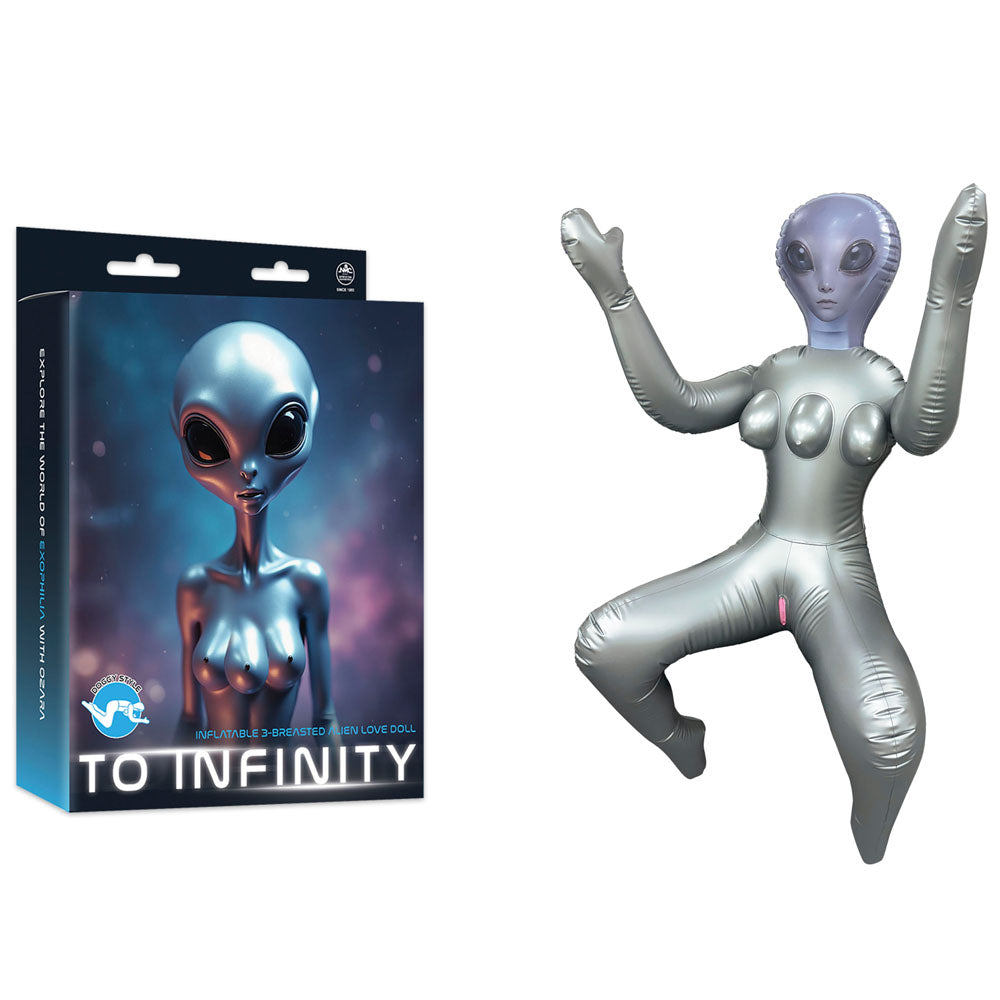 To Infinity - Silver Inflatable Squatting Alien Love Doll