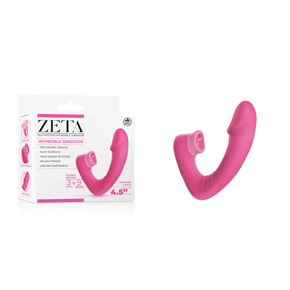 Zeta Duo Motor Wearable Vibrator -  11.4 cm USB Rechargeable Vibrator with Flicking Clitoral Stimulator