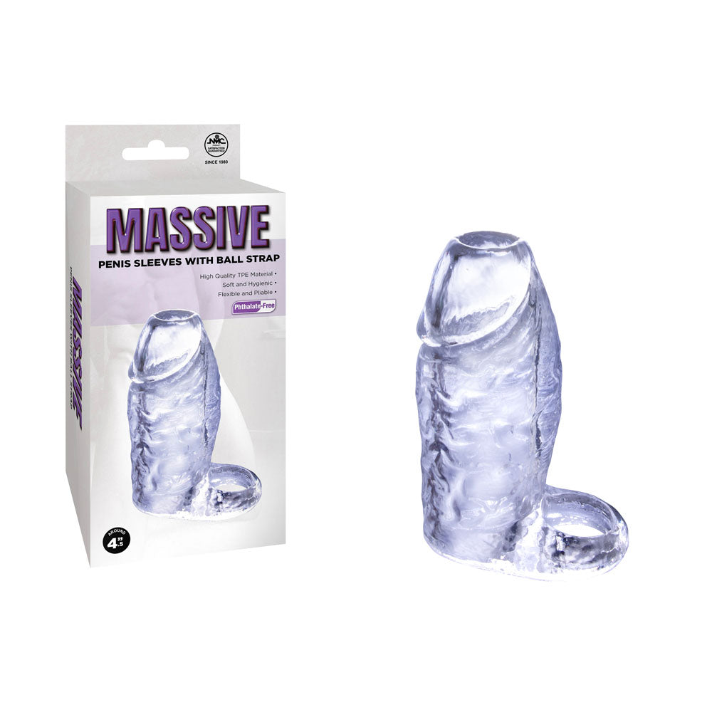 Massive Penis Sleeve with Ball Strap -  Penis Enlarger Sleeve