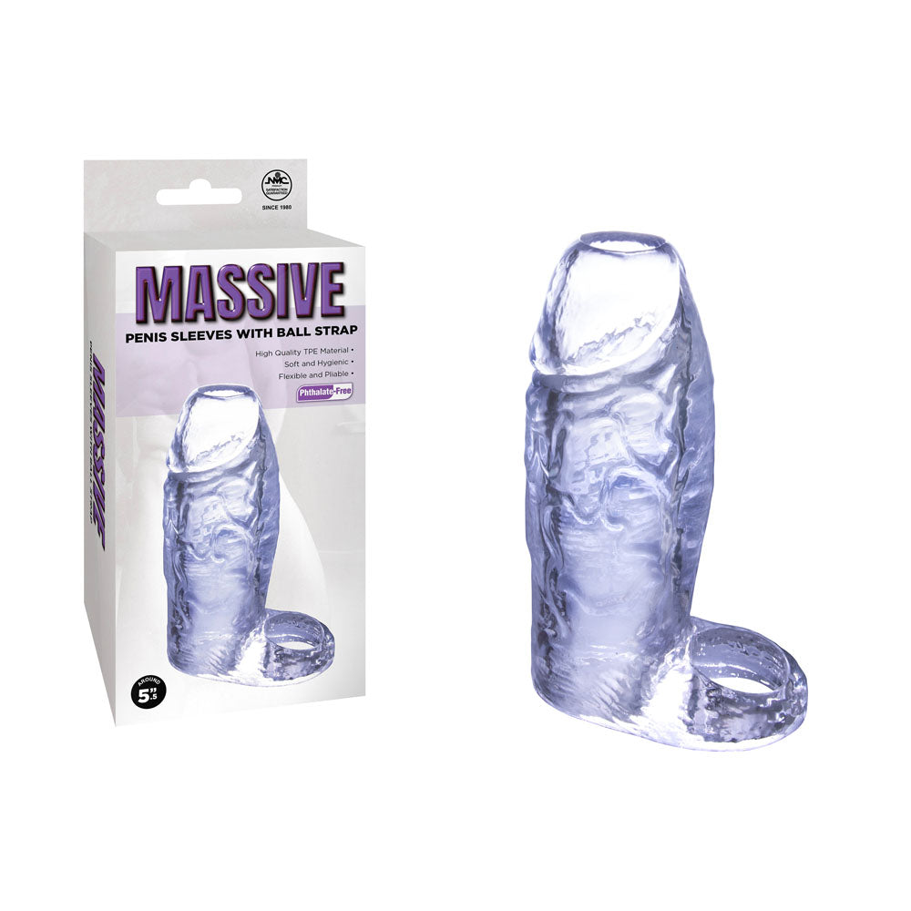 Massive Penis Sleeve with Ball Strap -  14 cm Penis Enlarger Sleeve