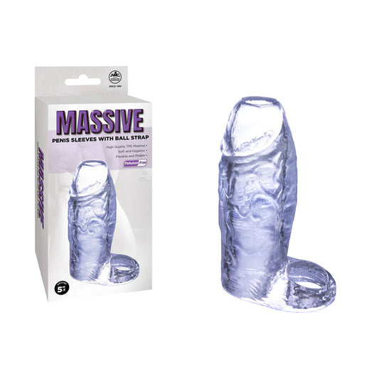 Massive Penis Sleeve with Ball Strap -  14 cm Penis Enlarger Sleeve