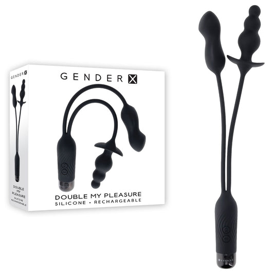 Gender X DOUBLE MY PLEASURE -  USB Rechargeable Mini Vibe & Beaded Plug