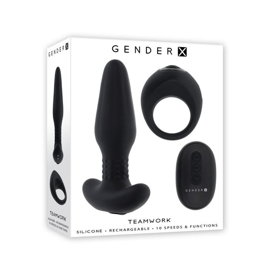 Gender X TEAMWORK -  USB Rechargeable Rimming Butt Plug & Vibrating Cock Ring