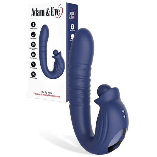 Adam & Eve THE BIG BALLER - Navy  18.8 cm USB Rechargeable Thrusting Rabbit Vibrator