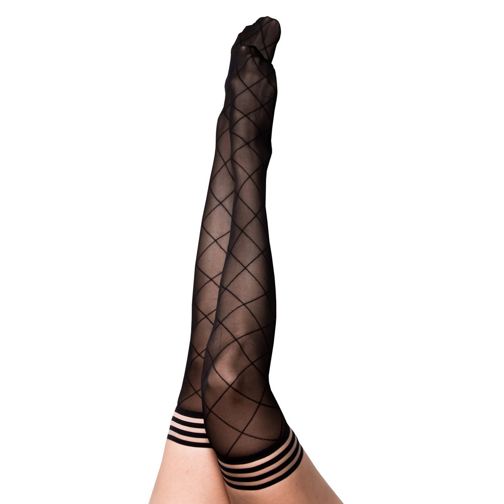 Kixies ANNA Sheer  Diamond Thigh Highs -  - Size A