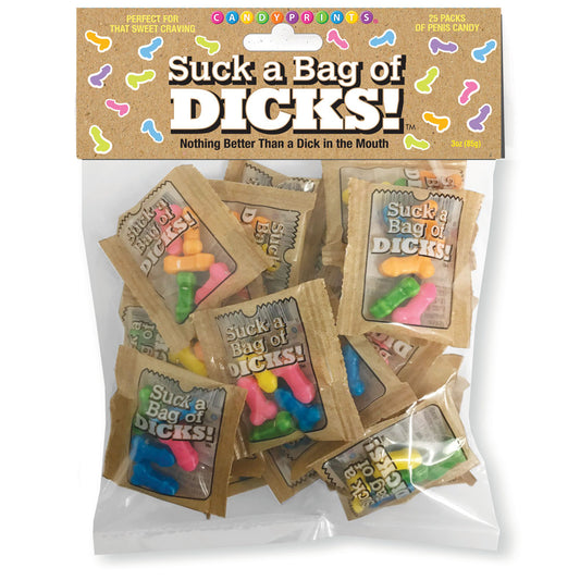 Suck a Bag of Dicks! Bag of 25 - Pecker Lollies - Bulk Bag of 25 Party Packs