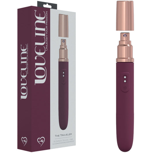 LOVELINE The Traveler - Burgundy - Burgundy 17.6 cm USB Rechargeable Vibrator with Lube Applicator