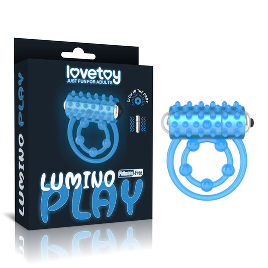 Lumino Play Vibrating Penis & Balls Ring - Glow in the Dark  Vibrating Cock Ring