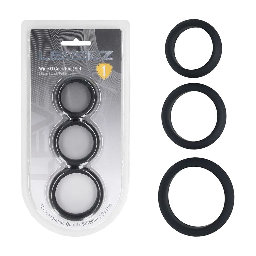 LEVELZ Wide O Silicone Cock Ring Set of 3 - S/M/L -  Cock Rings - Set of 3 Sizes