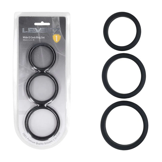 LEVELZ Wide O Silicone Cock Ring Set of 3 - L/XL/2X -  Cock Rings - Set of 3 Sizes