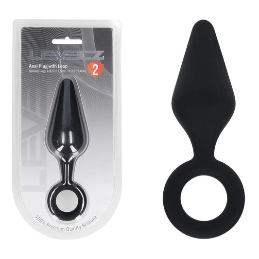 LEVELZ Silicone Anal Plug with Loop - Large -  Large Butt Plug