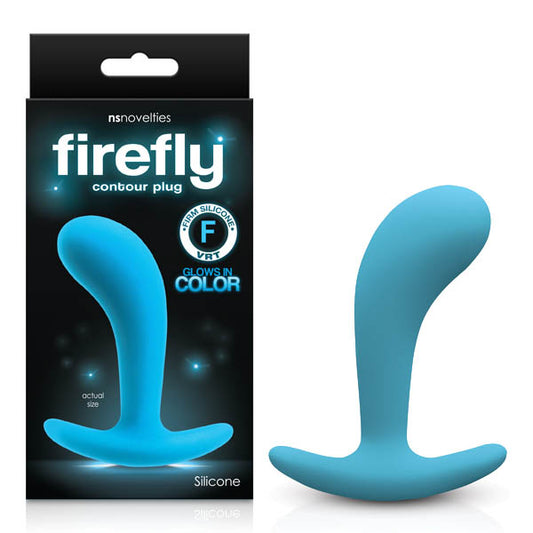 Firefly Contour Plug - Glow in Dark Blue Medium Anal Plug