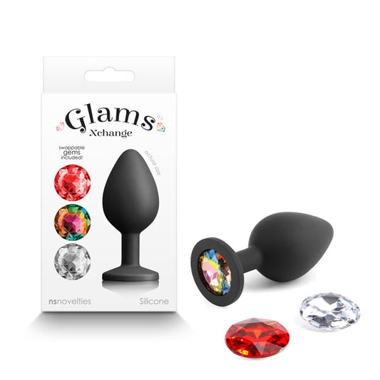 Glams Xchange Round - Medium -  Medium Butt Plug with Interchangeable Round Gems