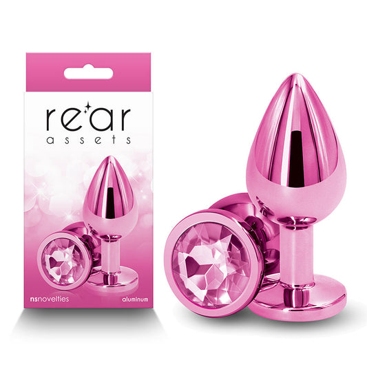 Rear Assets - Medium -  -  8.2 cm Medium Metal Butt Plug with  Round Gem Base