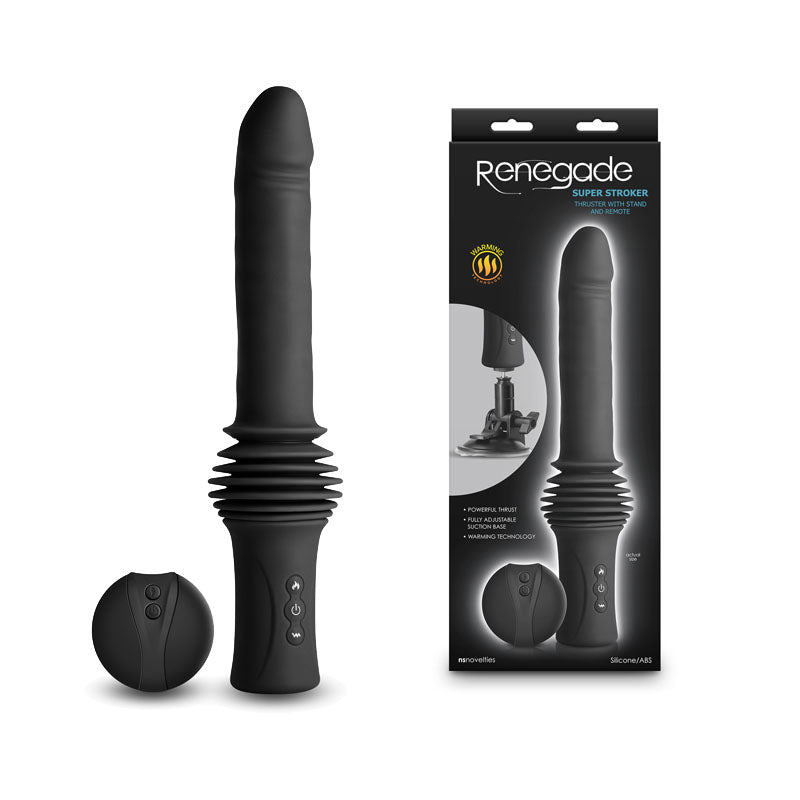 Renegade Super Stroker -  -  36.8 cm USB Rechargeable Thrusting Vibrator with Remote Control & Stand