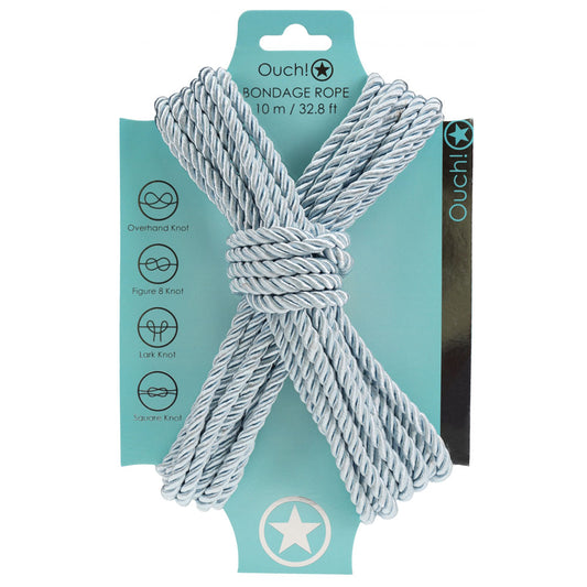 OUCH! Bondage Rope - 10 M - Powder  - Powder  Nylon Bondage Rope - 10 metre Length