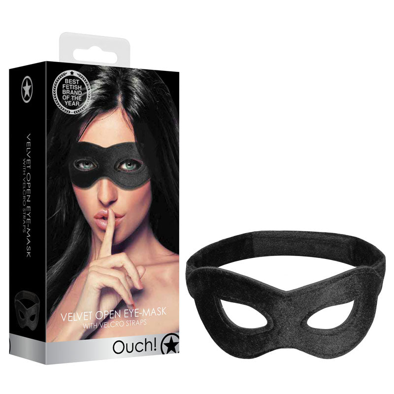 Ouch! Velvet & Velcro Adjustable Open Eye Mask -  Restraint