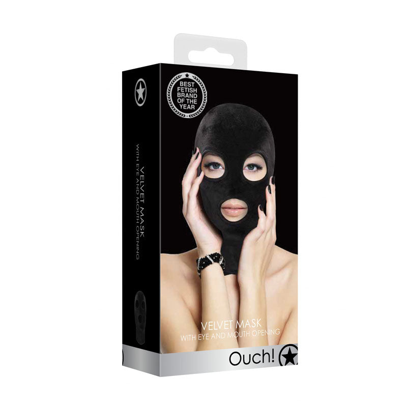 Ouch! Velvet & Velcro Mask with Eye and Mouth Opening -  Hood