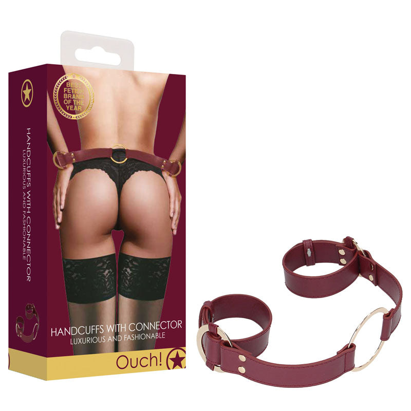 OUCH! Halo - Handcuff With Connector - Burgundy Restraint