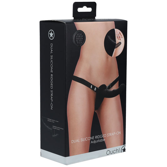 OUCH! Dual Silicone Ridged Strap-On -  -  Double Ended Strap-On