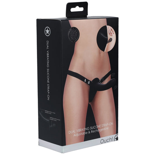 OUCH! Dual Vibrating Silicone Strap-On -  -  USB Rechargeable Dual Vibrating Strap-On