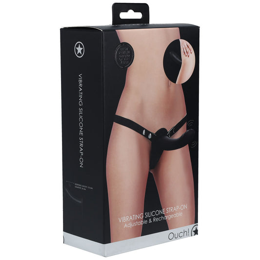 OUCH! Vibrating Silicone Strap-On -  -  USB Rechargeable Strap-On