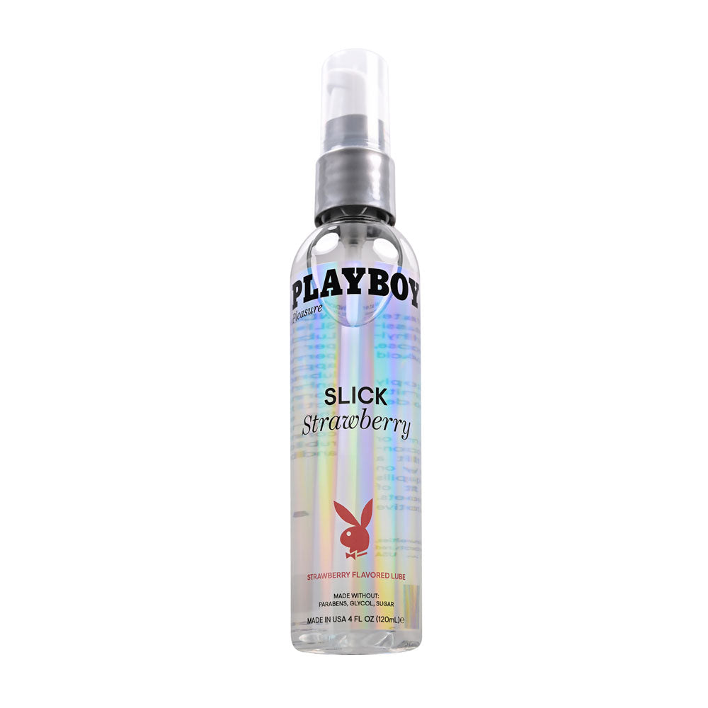 Playboy Pleasure SLICK STRAWBERRY - 120 ml - Strawberry Flavoured Water Based Lubricant - 120 ml Bottle